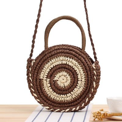 Bolsa de Playa Redonda Tejida a Mano - Bolso Cruzado de Ratán para Mujer - Image 64