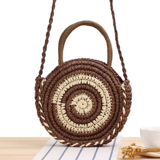 Bolsa de Playa Redonda Tejida a Mano - Bolso Cruzado de Ratán para Mujer - Image 64