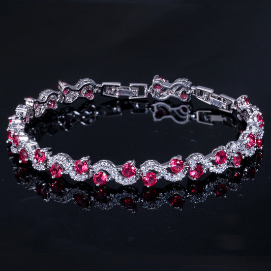 Pulsera de Oro Blanco con Diamantes Brillantes