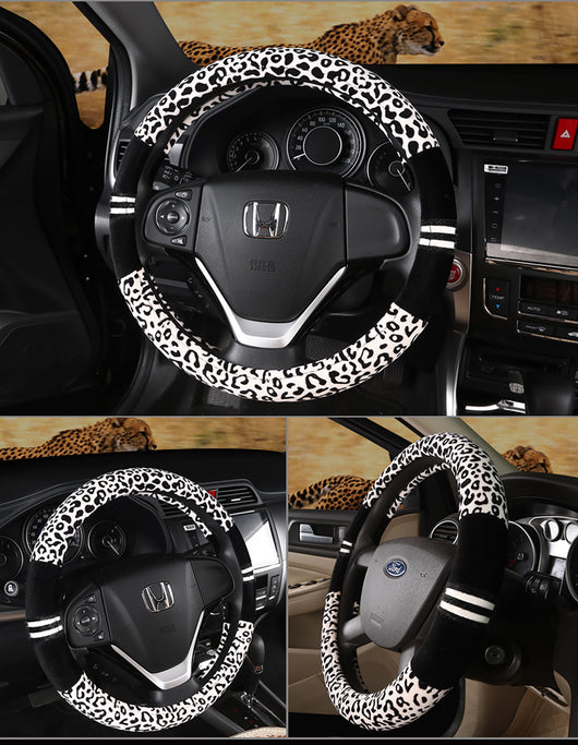 Funda Peluche para Volante de Auto Diseño Leopardo - Image 5