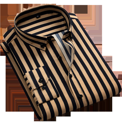 Camisa Manga Larga a Rayas Slim Fit Estilo Japonés para Hombre - Image 4