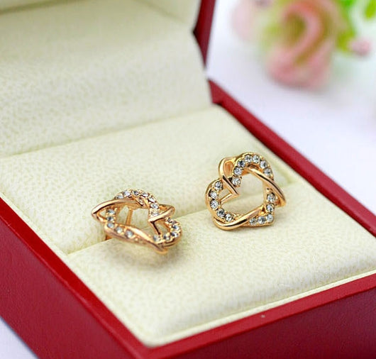 Aretes de Corazón en Oro Laminado y Oro Rosado - Image 6