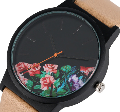 Reloj de Pulsera Floral para Mujer con Correa Estampada y Movimiento de Cuarzo - Image 2