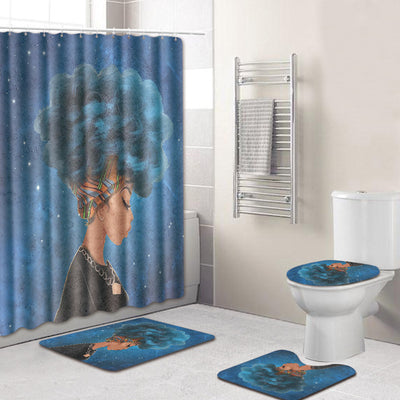 Juego de Cortina de Baño, Tapete y Funda de Inodoro Estampado Africano - 4 Piezas - Image 15