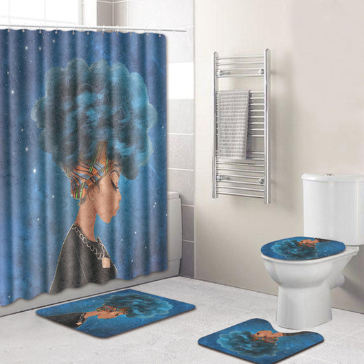 Juego de Cortina de Baño, Tapete y Funda de Inodoro Estampado Africano - 4 Piezas - Image 15