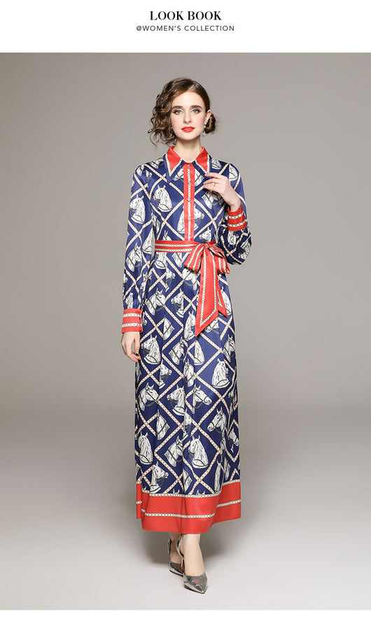 Vestido Camisero Plisado con Estampado Floral Vintage y Cinturón - Image 19