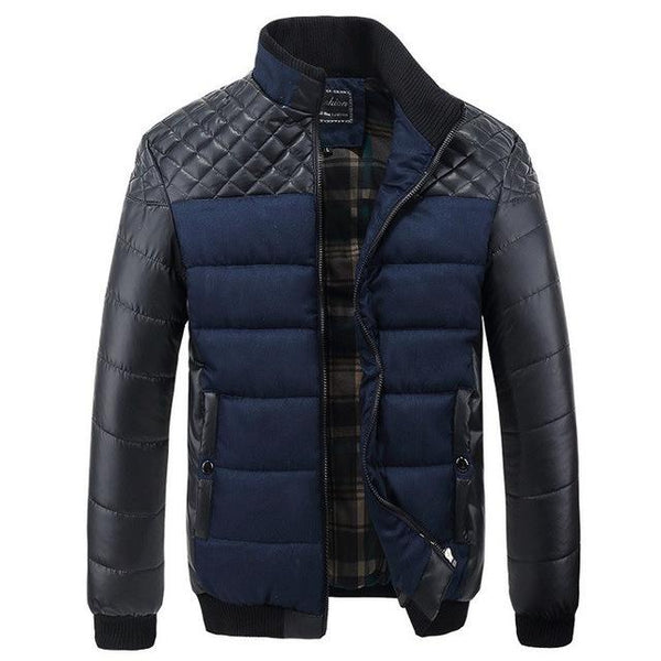 Abrigo de Invierno para Hombre Talla 4XL con Parches PU y Cuello Estructurado