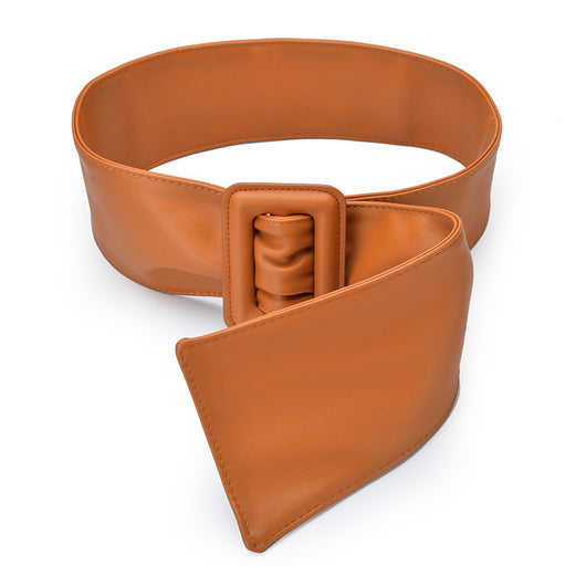 Cinturón Ancho Decorativo para Mujer con Hebilla de Cuero y Bolsa