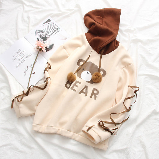 Sudadera con capucha estampado oso para niño