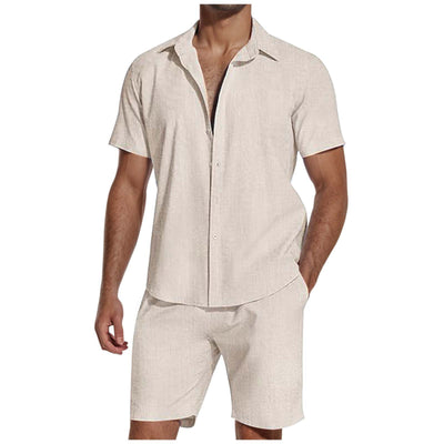 Camisa de Lino con Solapa Manga Corta para Hombre - Image 9