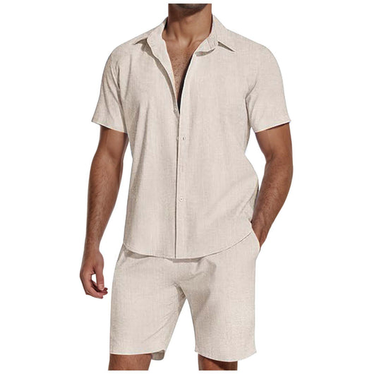 Camisa de Lino con Solapa Manga Corta para Hombre - Image 9
