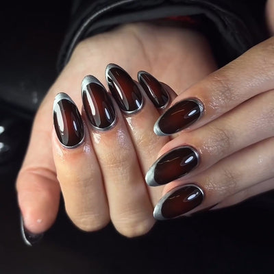 Uñas Postizas Francesas Mariposa Púrpura con Borde Negro - Stickers de Uñas Premium - Image 30