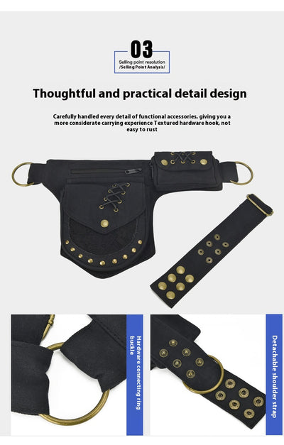 Bolsa Crossbody Retro con Remaches y Compartimentos Múltiples para Hombre y Mujer - Image 16