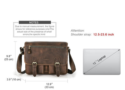 Bolsa Cruzada de Cuero Crazy Horse Estilo Retro para Hombre - Image 3
