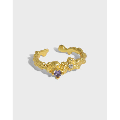 Anillo de Plata Esterlina 925 con Circonita Irregular y Textura Artesanal para Mujer - Image 13