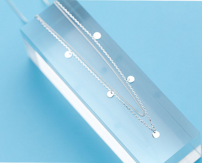 Collar de Plata S925 Doble Capa con Dije Redondo - Cadena Esclavina Elegante - Image 5