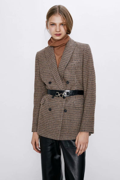 Blazer Infantil con Patrón de Cuadros para Invierno