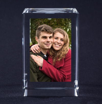 Cristal Grabado 3D con Foto Personalizada - Recuerdo Láser Premium