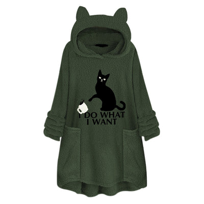Suéter Reversible de Terciopelo con Capucha y Estampado de Gato - Image 12