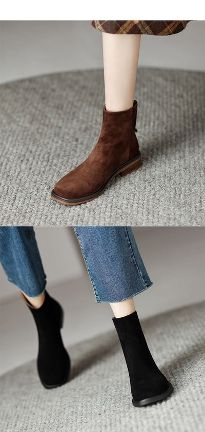 Botas Retro Francesas de Tacón Grueso y Punta Cuadrada para Mujer - Image 12