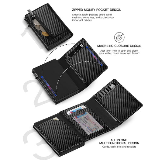 Billetera Minimalista Trifold en Microfibra para Hombre - Image 2