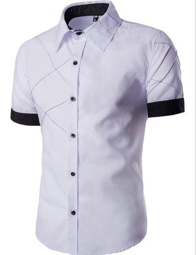 Camisa Casual de Manga Corta con Cuello Abierto
