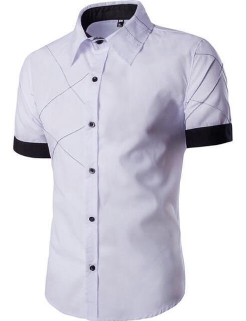 Camisa Casual de Manga Corta con Cuello Abierto