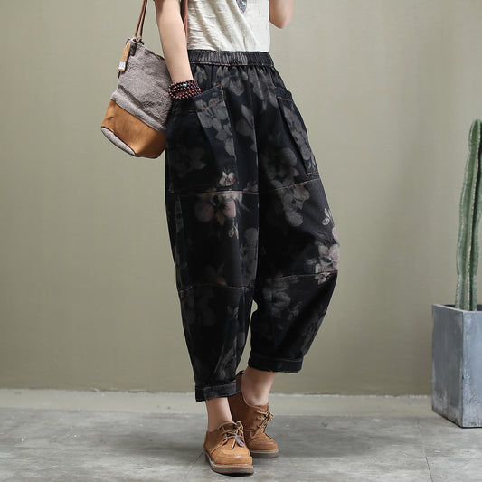 Jeans de Algodón Lavado con Estampado Versátil y Corte Holgado - Image 2