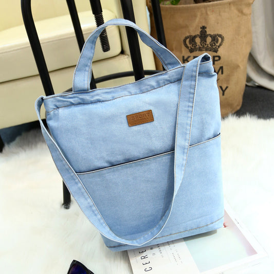 Bolsa de Lona Retro Estilo Denim para Compras