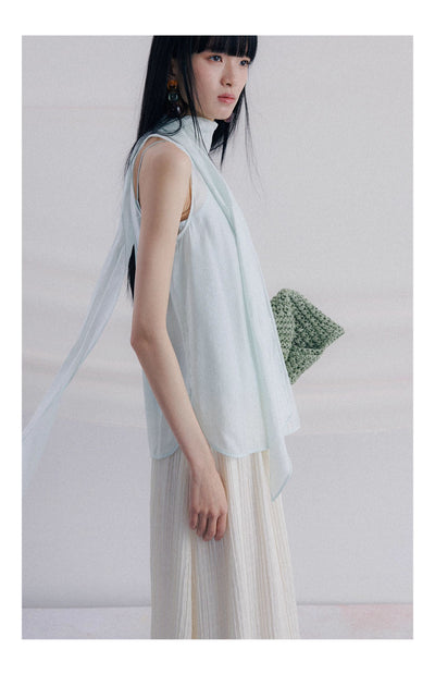 Blusa Sin Mangas con Cintas Decorativas - Image 21