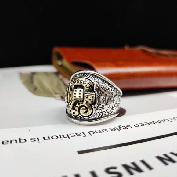 Anillo de Plata 925 Hip-hop Graffiti Retro Personalizado