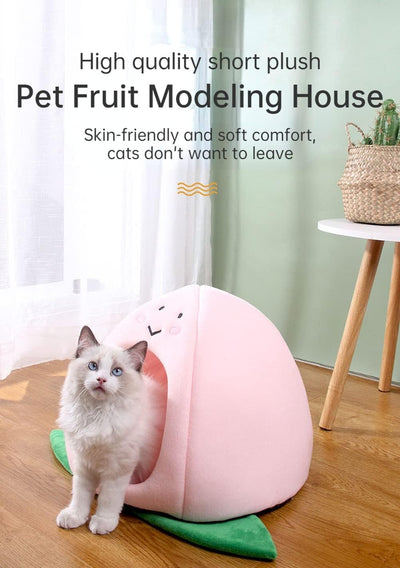 Cama Nido para Gatos Forma Durazno Manzana - Sofá Acogedor Removible para Mascotas - Image 8