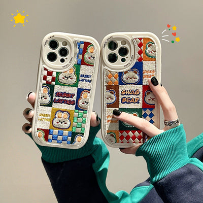 Funda para Teléfono con Bordado de Osito y Conejito - Suave y Protectora - Image 11