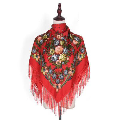 Pashmina Étnica con Flores Bordadas y Borlas - Image 2