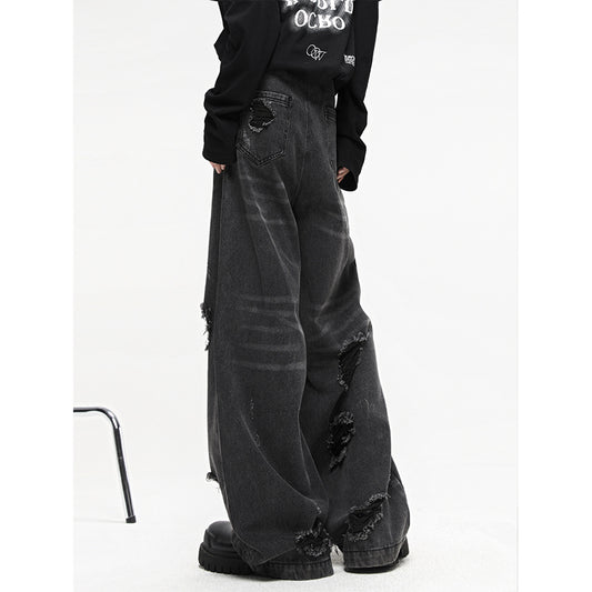 Jeans Anchos con Lavado Destruido Premium - Image 2