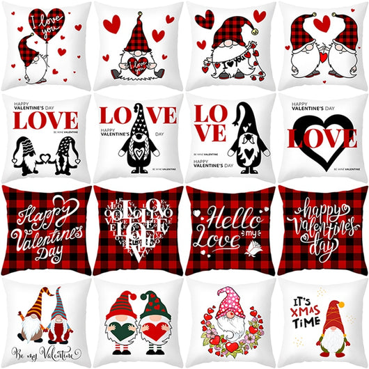 Funda de Almohada Día de San Valentín Letras Cartoon Roja - Tela Melocotón - Image 6