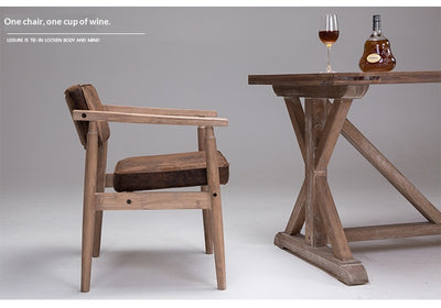 Silla Retro de Madera Maciza con Respaldo y Reposabrazos para Café - Image 32