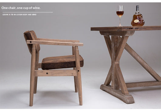 Silla Retro de Madera Maciza con Respaldo y Reposabrazos para Café - Image 32