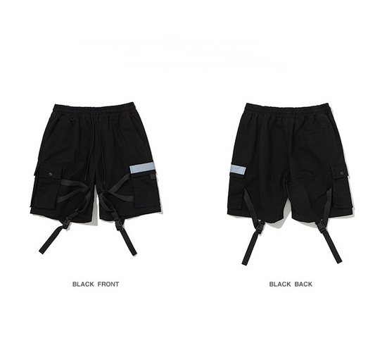 Pantalones Cortos Cargo Reflectantes con Cintas Decorativas para Hombre - Image 2