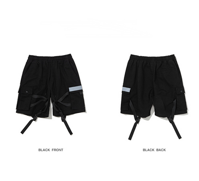 Pantalones Cortos Cargo Reflectantes con Cintas Decorativas para Hombre - Image 2