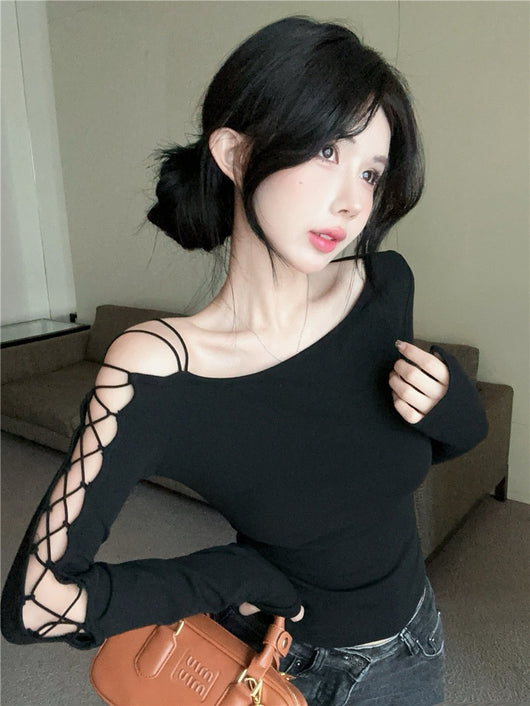Blusa Negra de Manga Larga Elegante Estilo Diseñador - Image 9