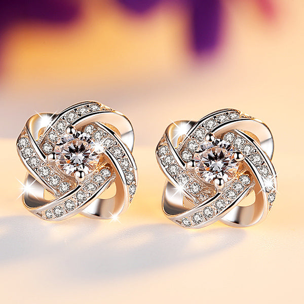 Aretes de Plata Esterlina 925 con Diamantes Brillantes