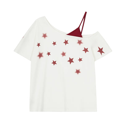 Playera Estrellas con Hombro Descubierto para Mujer - Image 7