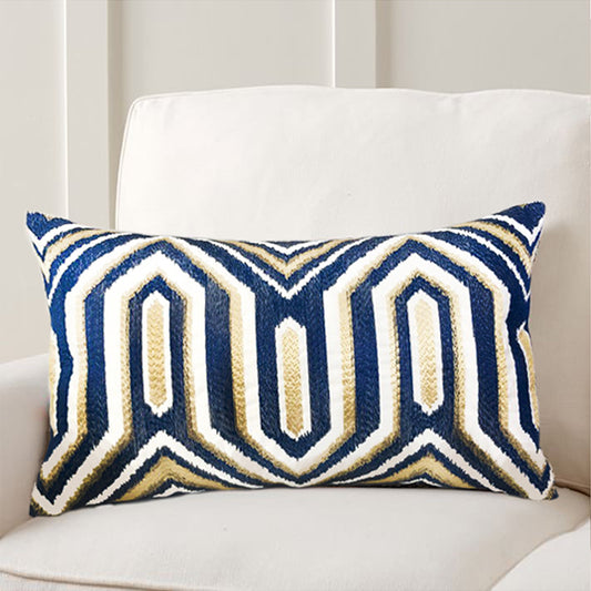 Almohada Azul Oscuro con Diseño Arqueado