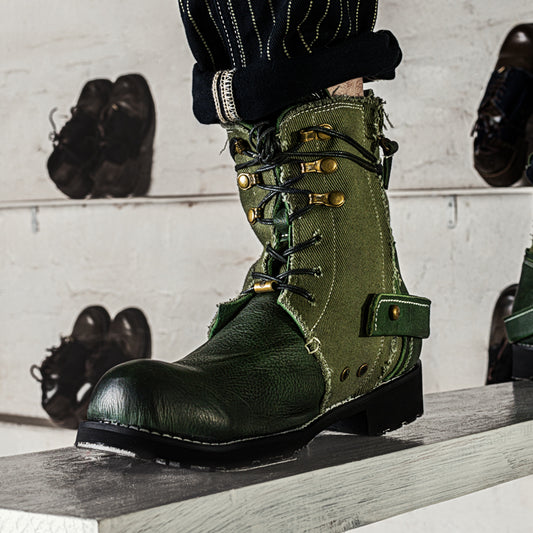 Botas de Lona y Cuero Retro Transpirables - Estilo Clásico Auténtico