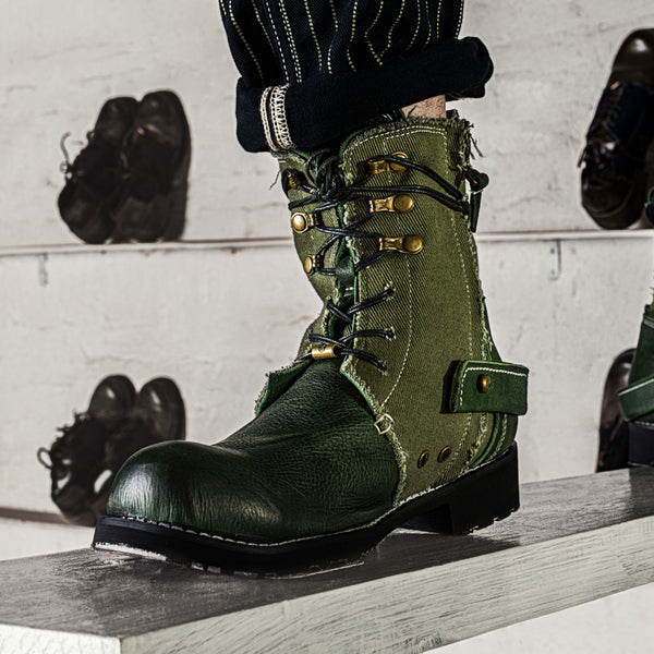 Botas de Lona y Cuero Retro Transpirables - Estilo Clásico Auténtico