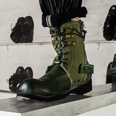 Botas de Lona y Cuero Retro Transpirables - Estilo Clásico Auténtico