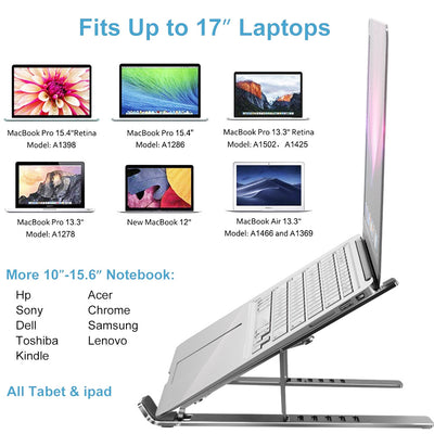 Soporte Portátil para Laptop en Aluminio Ajustable y Plegable
