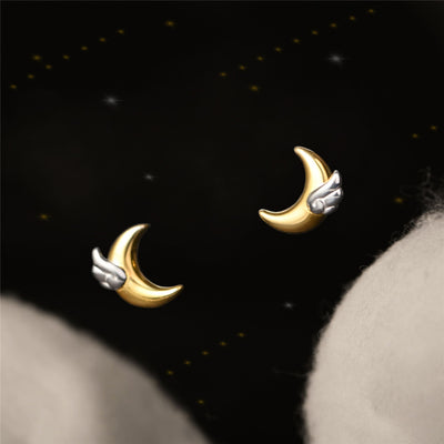 Aretes de Plata 925 Alas de Luna - Sueños Hechos Realidad