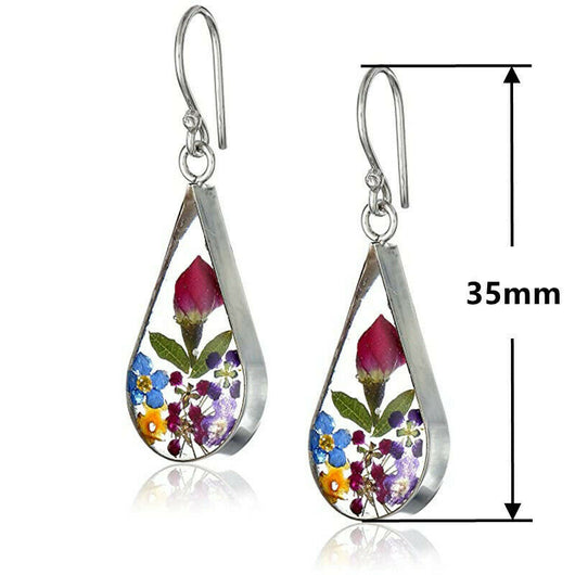Aretes de Flores Secas de Rosa en Forma de Gota - Image 3